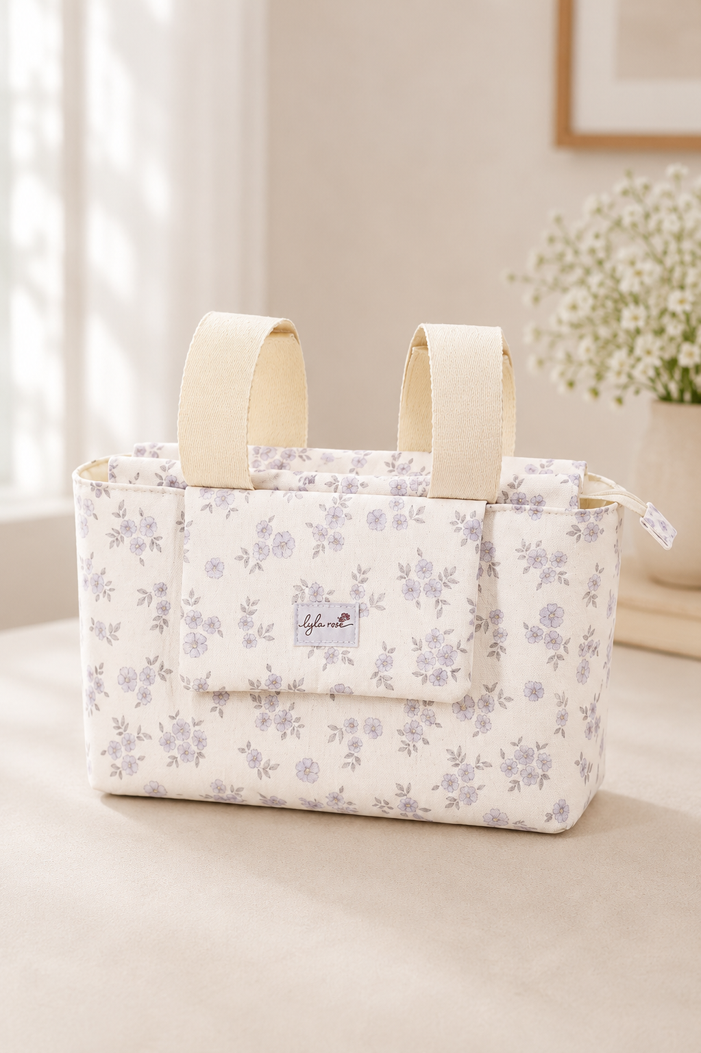 Lilac Floral Pram Caddy