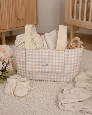 Oat Gingham Pram Caddy