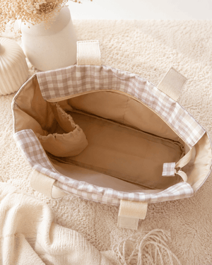 Oat Gingham Pram Caddy