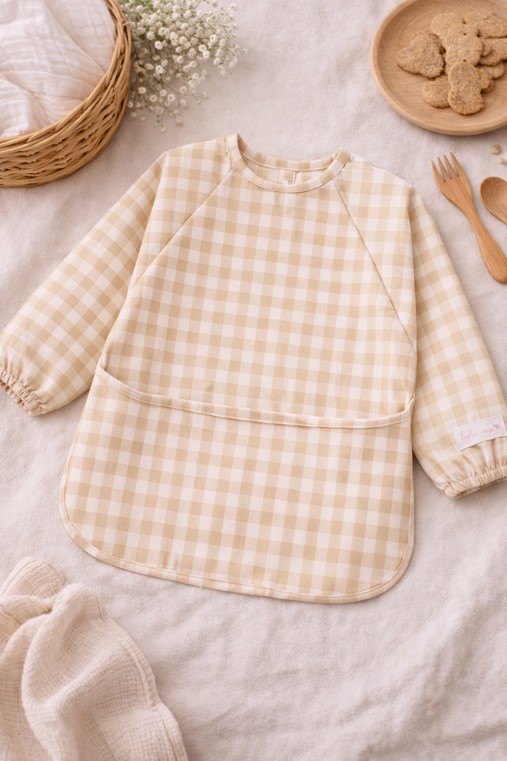 Feeding Smock — Oat Gingham