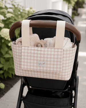 Oat Gingham Pram Caddy
