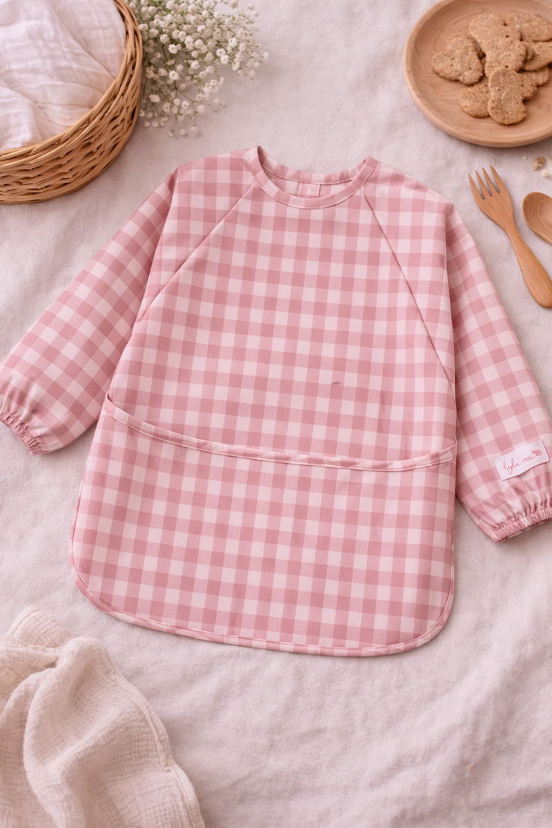 🌸 Feeding Smock — Dusty Rose Gingham