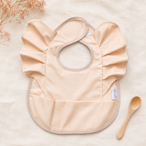 Peach Ruffle Feeding Bib