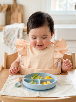 Peach Ruffle Feeding Bib